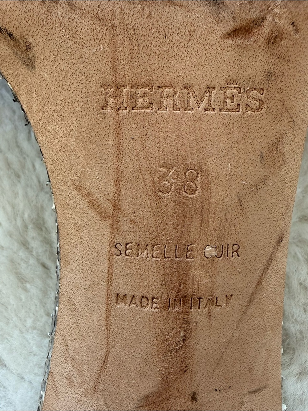 Hermes brown python oasis sandals  women size 38 EU Authentic Retail 3200$ - Picture 6 of 8
